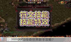 2003传奇世界新手攻略？