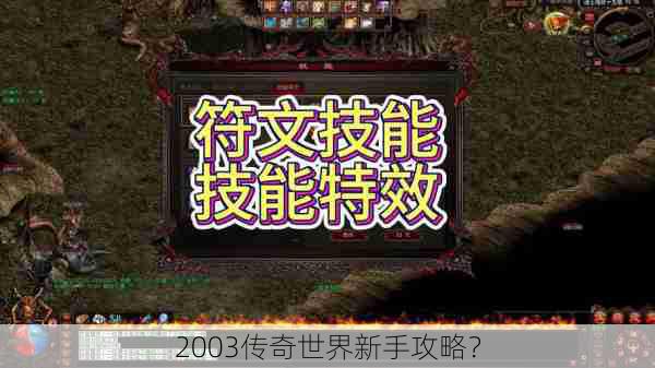 2003传奇世界新手攻略？